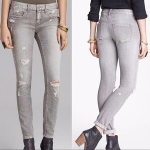 Free People Grey Wash Distressed Jeans
